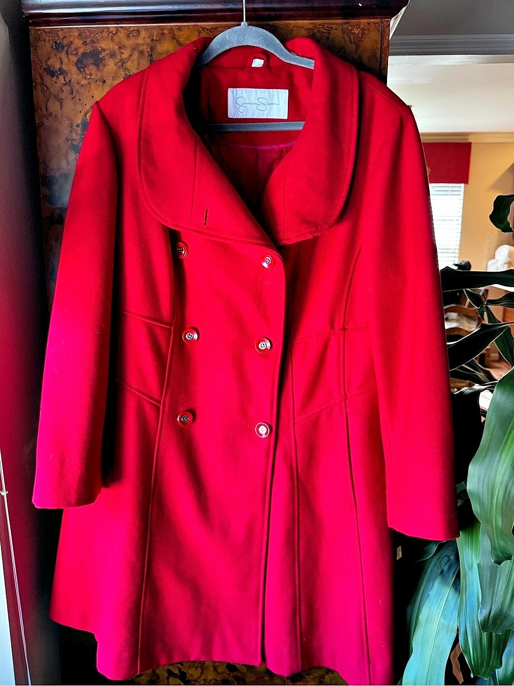 Jessica Simpson Red Double-Breasted Coat Size XS Like New